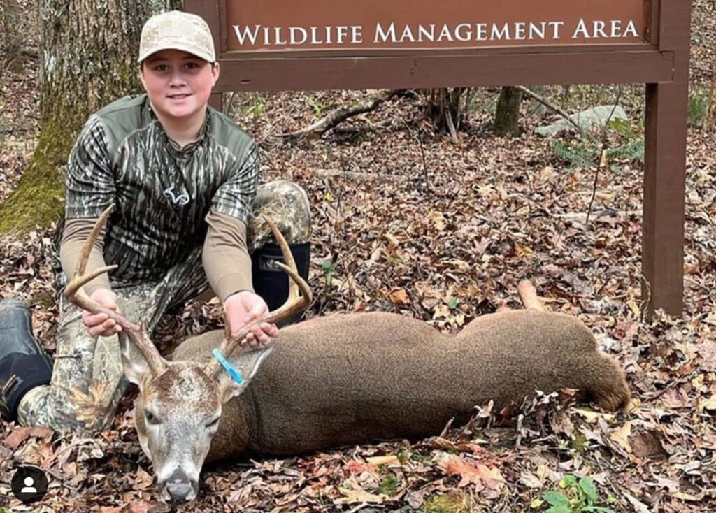 Young Georgia deer hunter with a buck from Cohutta WMA.