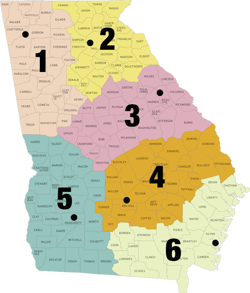 Map of Georgia's game management regions.