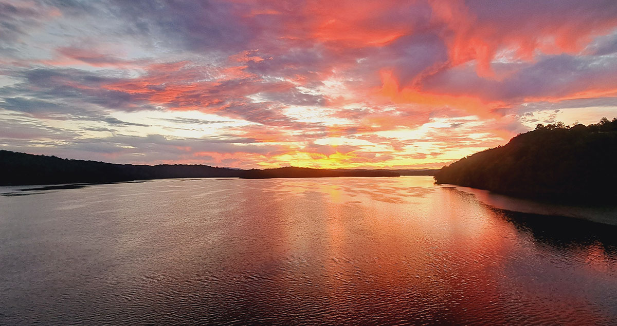 Sunrise over Carters Lake in Georgia.