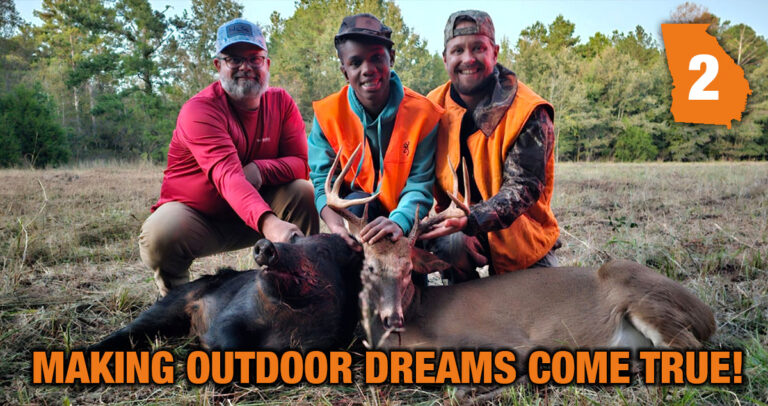 A special hunter and two mentors with a deer.